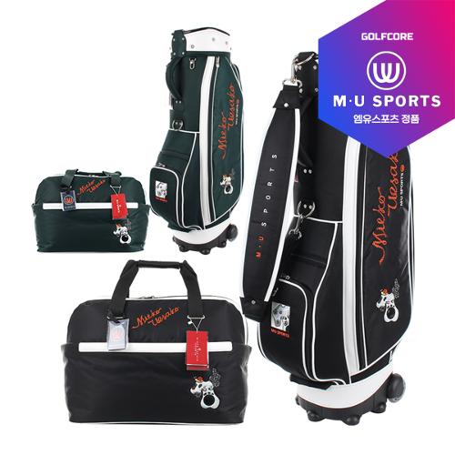 [24년신상]MU SPORTS 엠유스포츠 투톤캐릭터 핸드케리어 휠 캐디백 보스톤백세트(MUCB2303/MUBB2303)